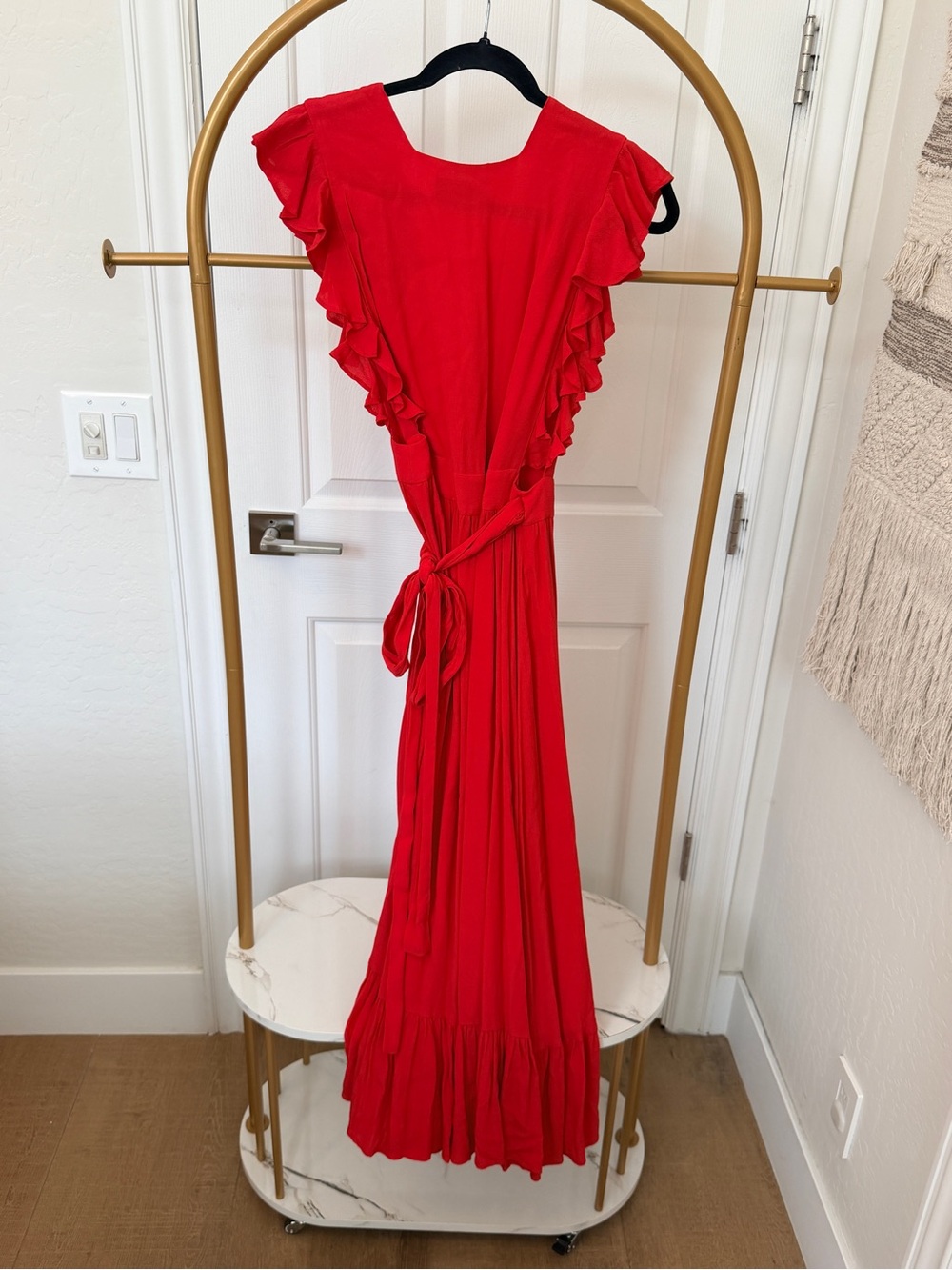 MAJORELLE Red Ruffle Maxi Dress – Classic Women's Wrap Style